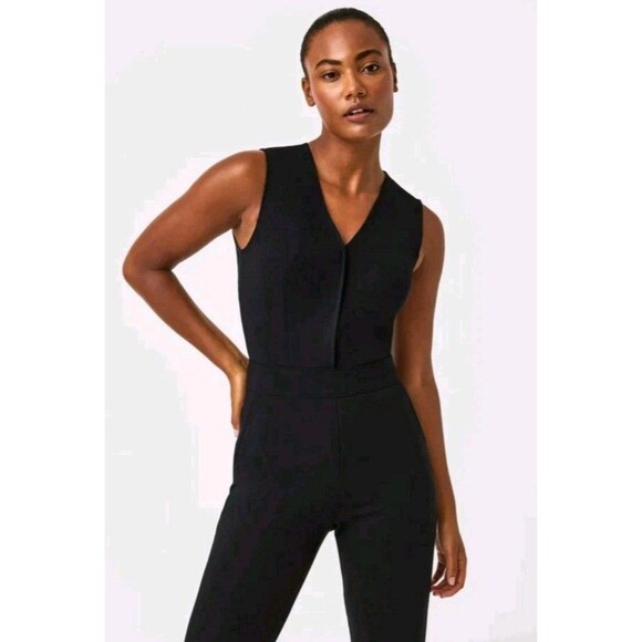 SPANX Perfect Sleeveless Jumpsuit Black Back Zipper Wide Leg Size 3X - Picture 2 of 12